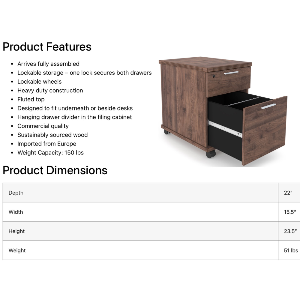i5 2-Drawer Rolling Mobile Pedestal