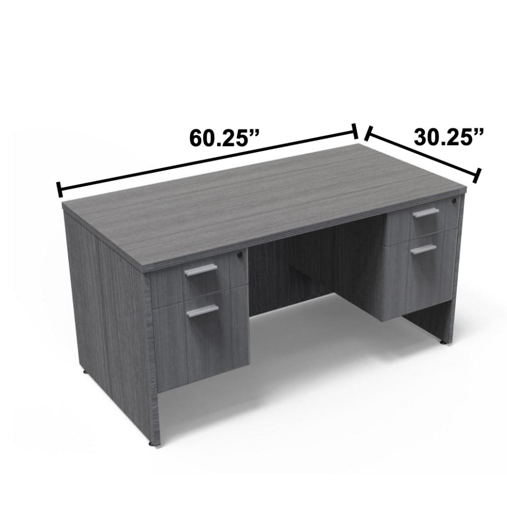 i5 Industries Kai Rectangular Desk with Double Suspended Pedestals 30 x 60