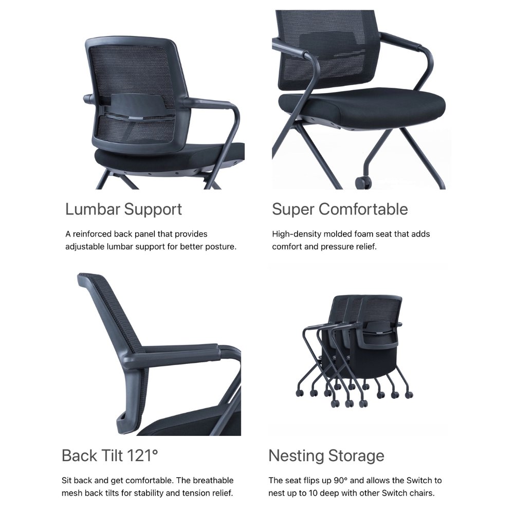 i5 Industries Switch Nesting Chair – Black Mesh Black Seat