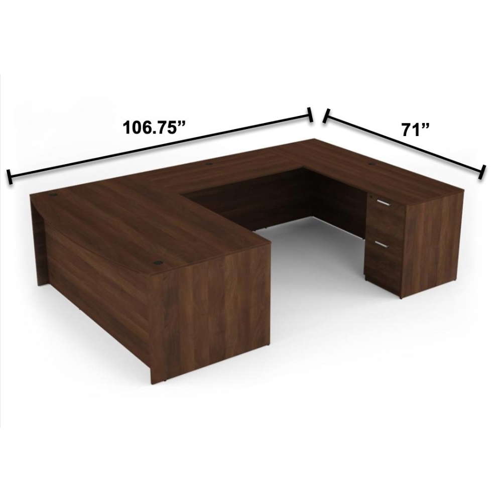 i5 U Shaped Bow Front Desk Double Full Pedestals 71 x 102