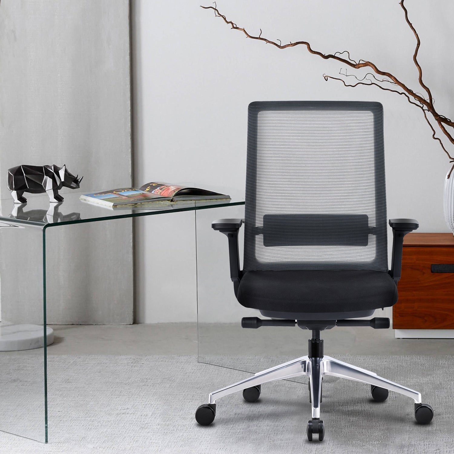 Hybrid U-Shaped Standing Desk with Full Pedestal, Hutch, and Chair Set - EOPB2