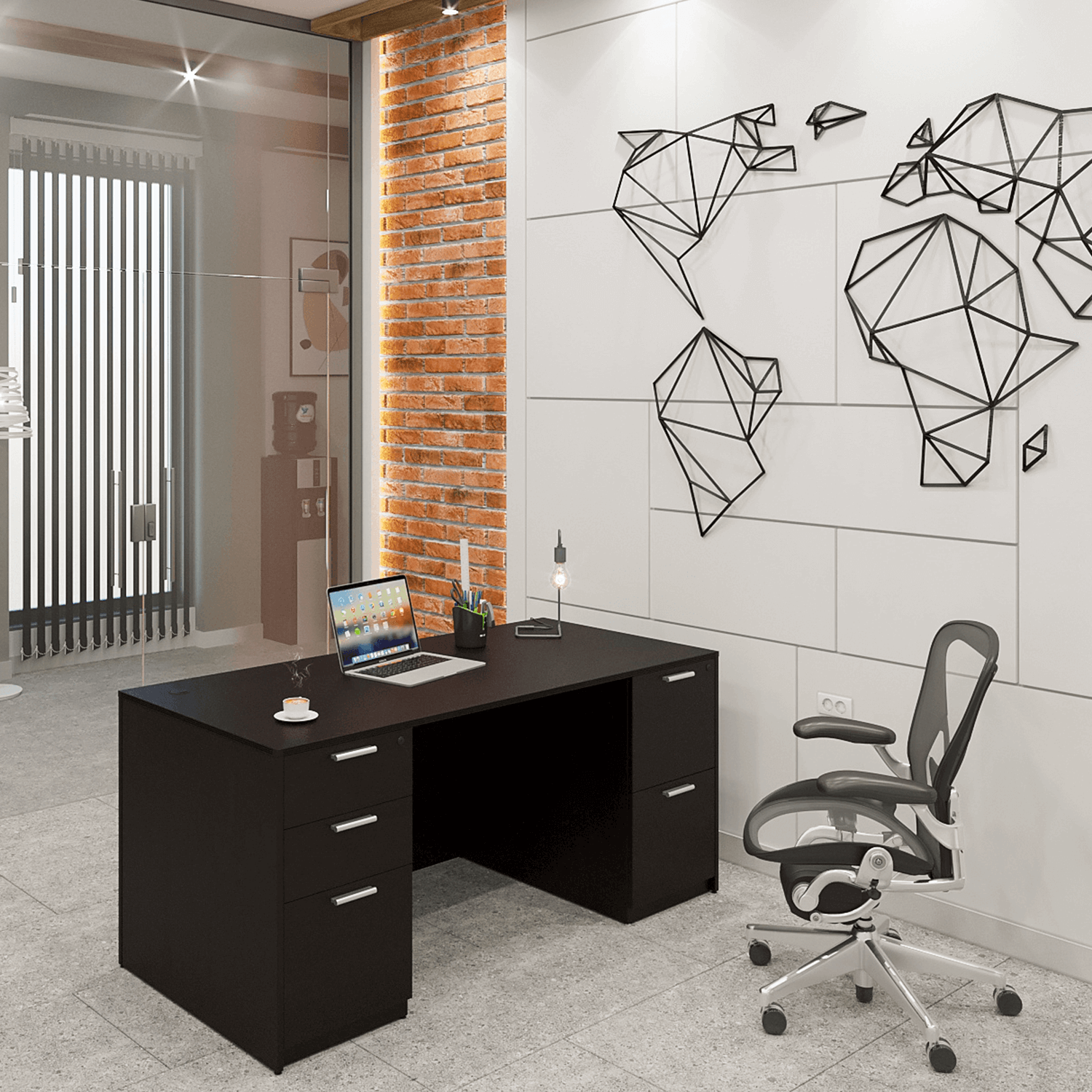 Kai Rectangular Desk with Double Full Pedestals 30 x 60