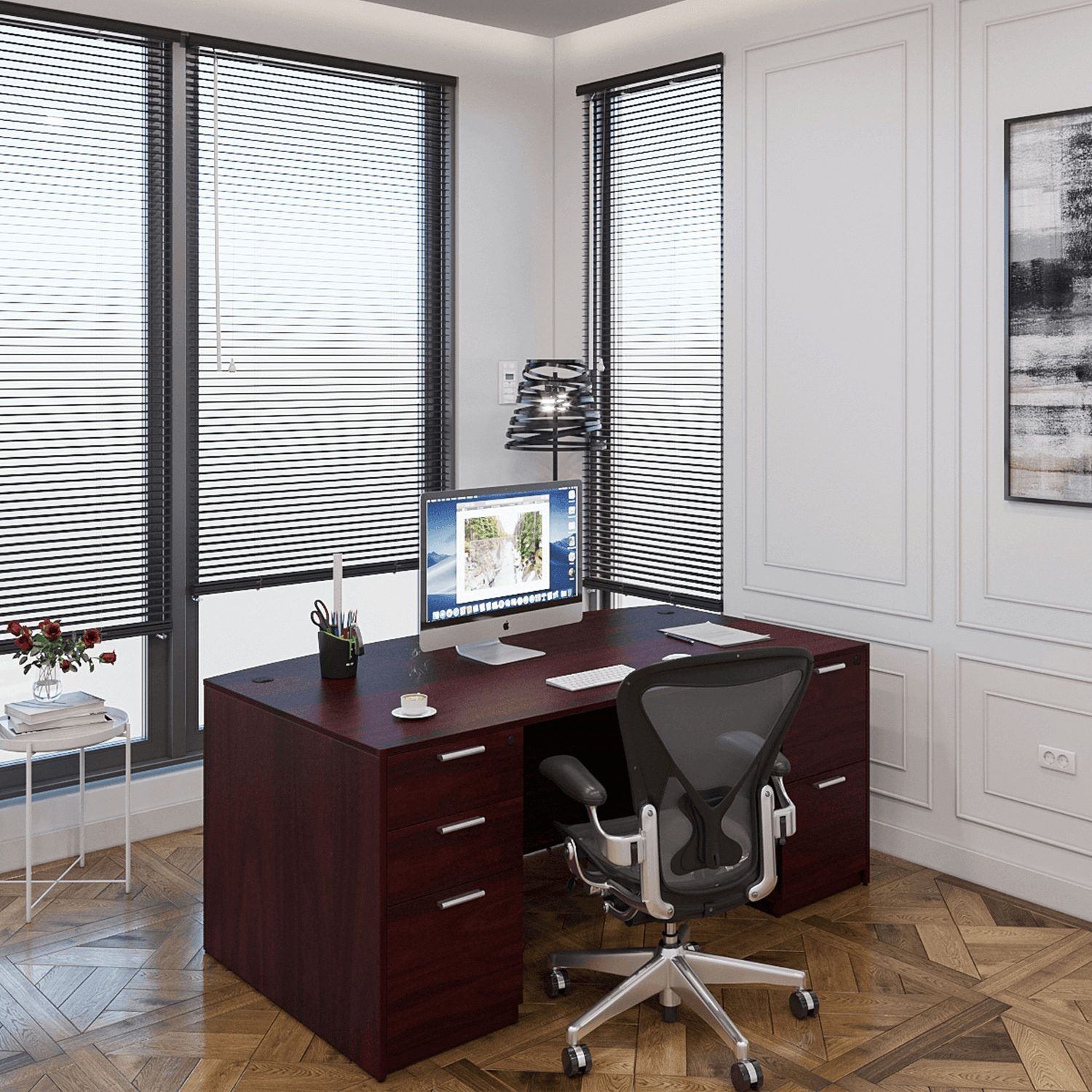 Kai Rectangular Desk with Double Full Pedestals 30 x 60