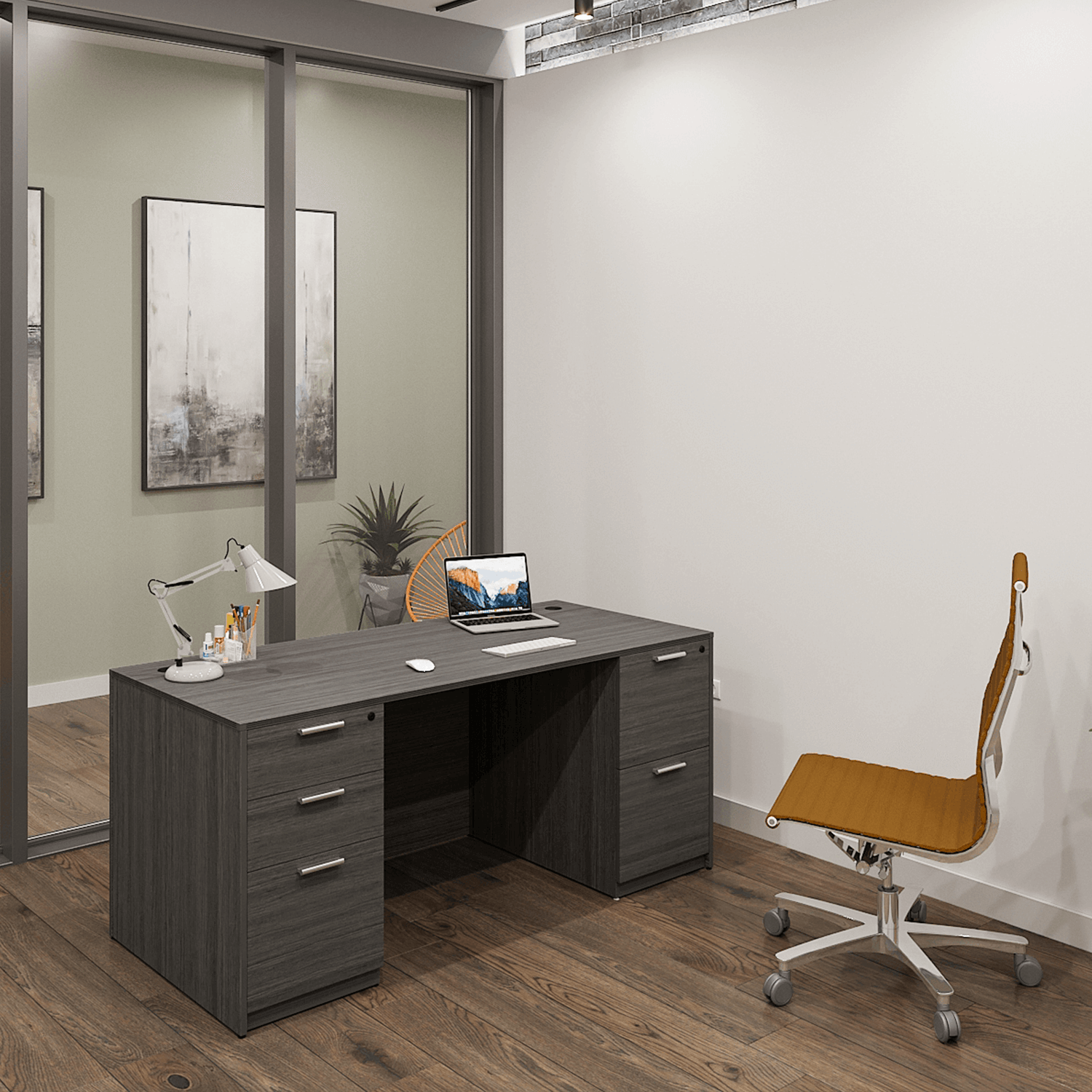 Kai Rectangular Desk with Double Full Pedestals 30 x 60