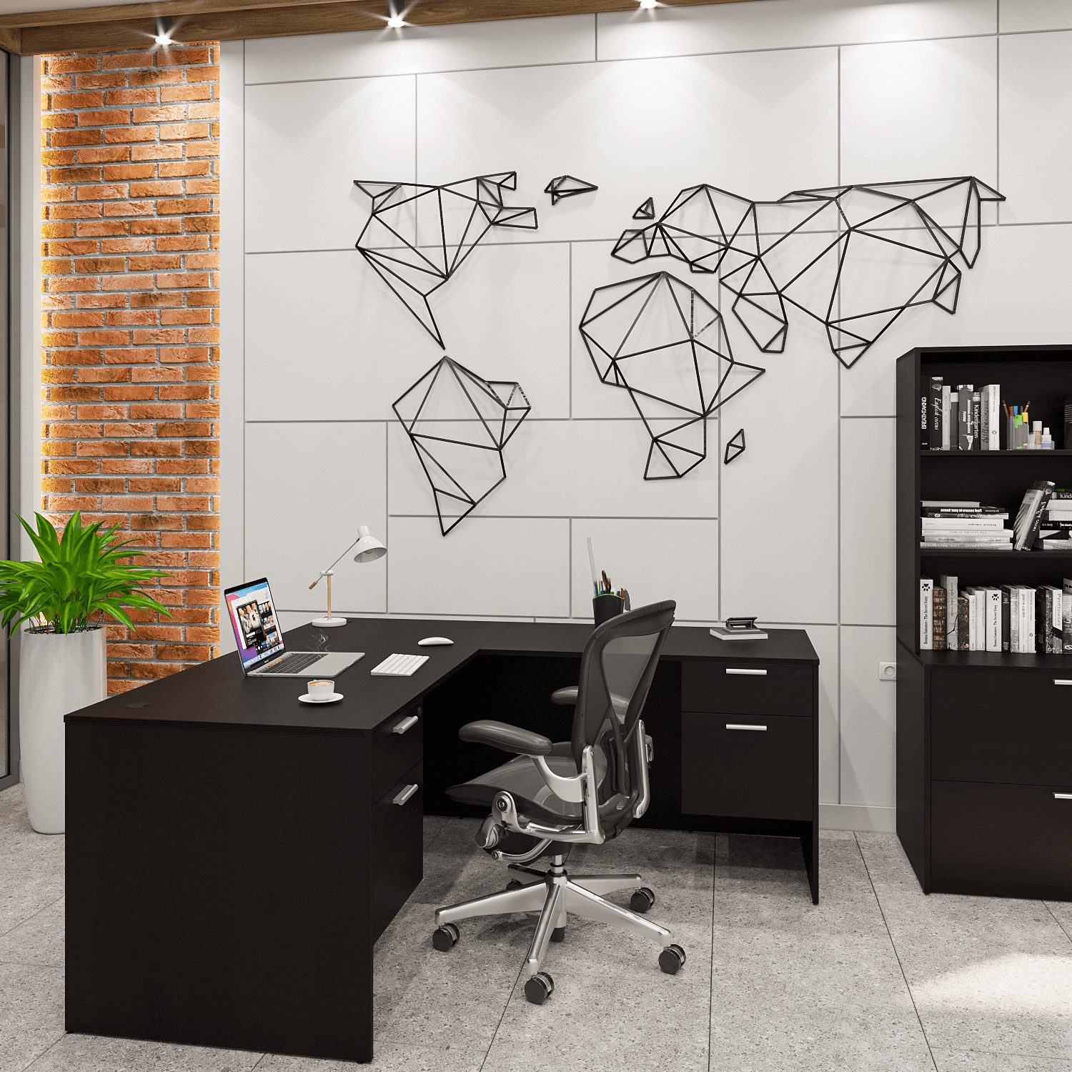 I5 Kai L Shaped Desk with Double Suspended Pedestals, 71" x 72"