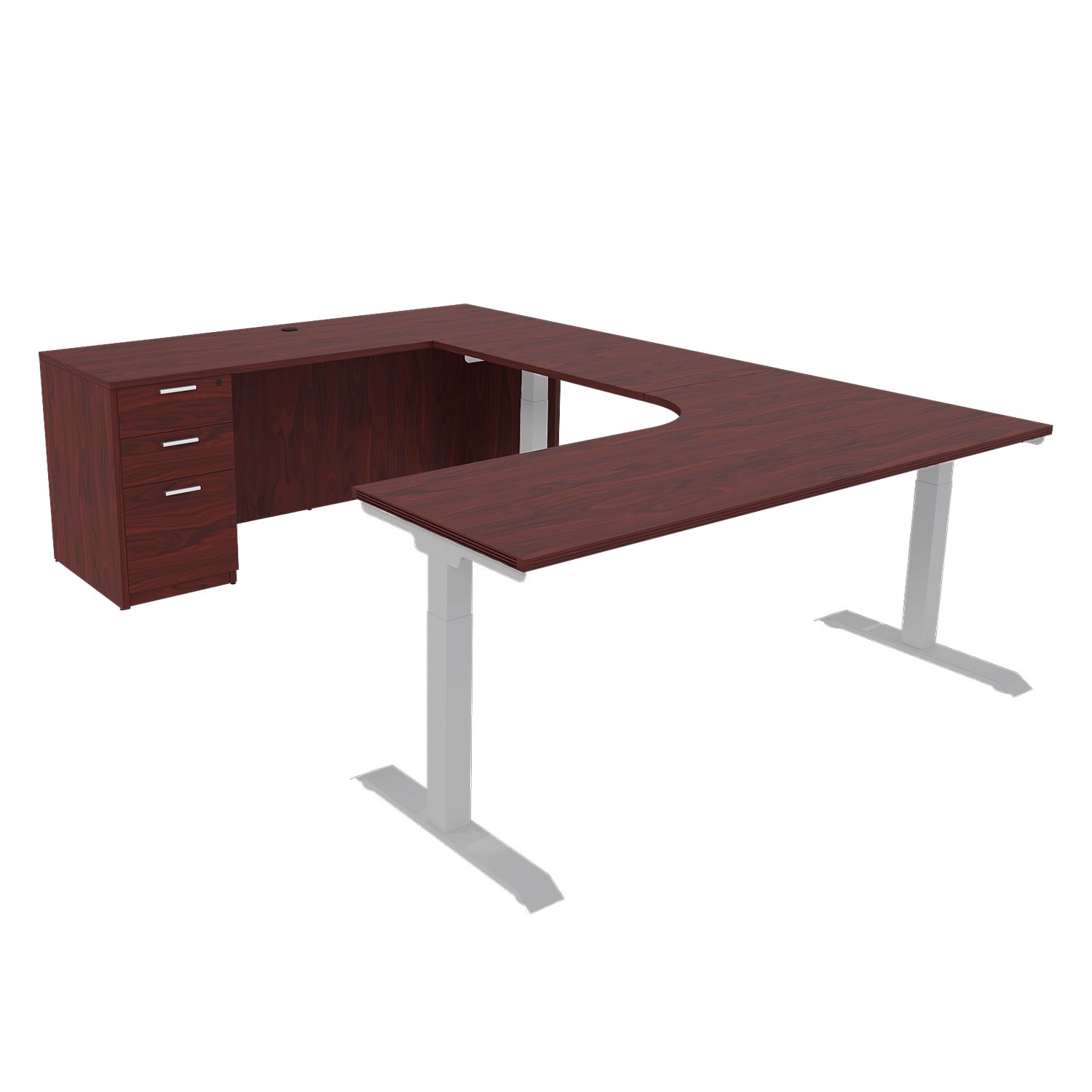 iRize Hybrid Ergonomic U Shaped Standing Desk with Full Pedestal, 71 x 96