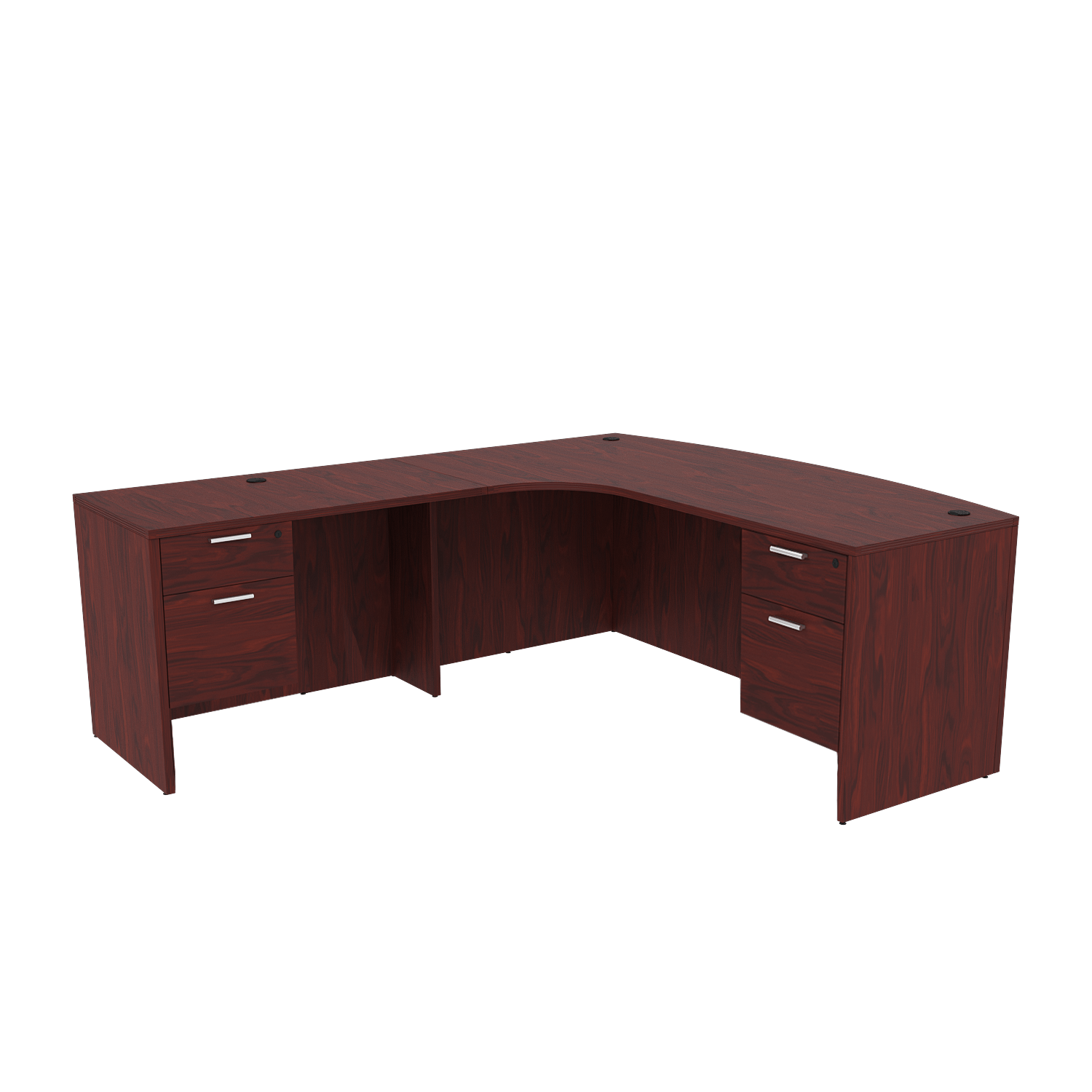 Kai L Shaped Left handed extended bow front desk double full pedestals 71" x 84"
