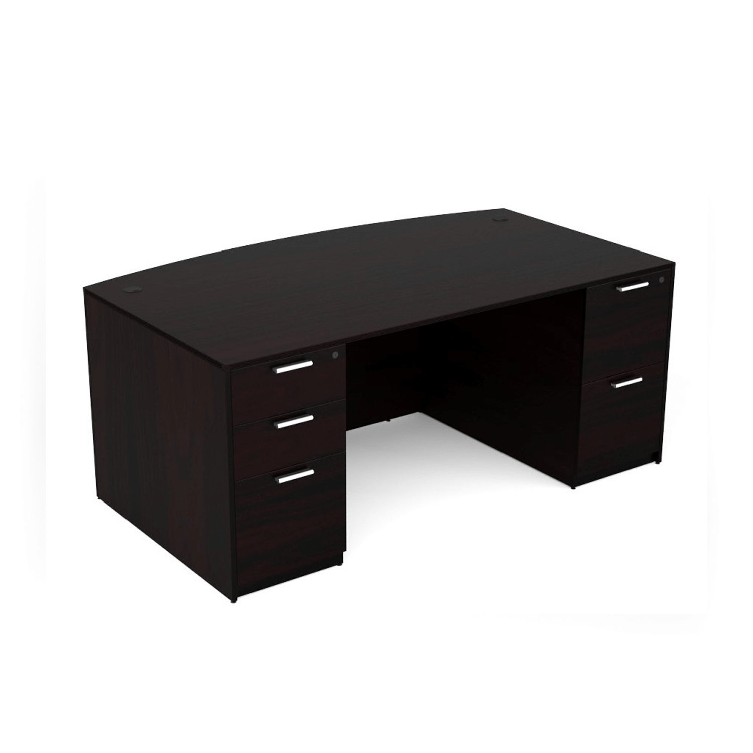 Kai Laminate Bow Front Desk with Double Full Pedestals, 36 x 71