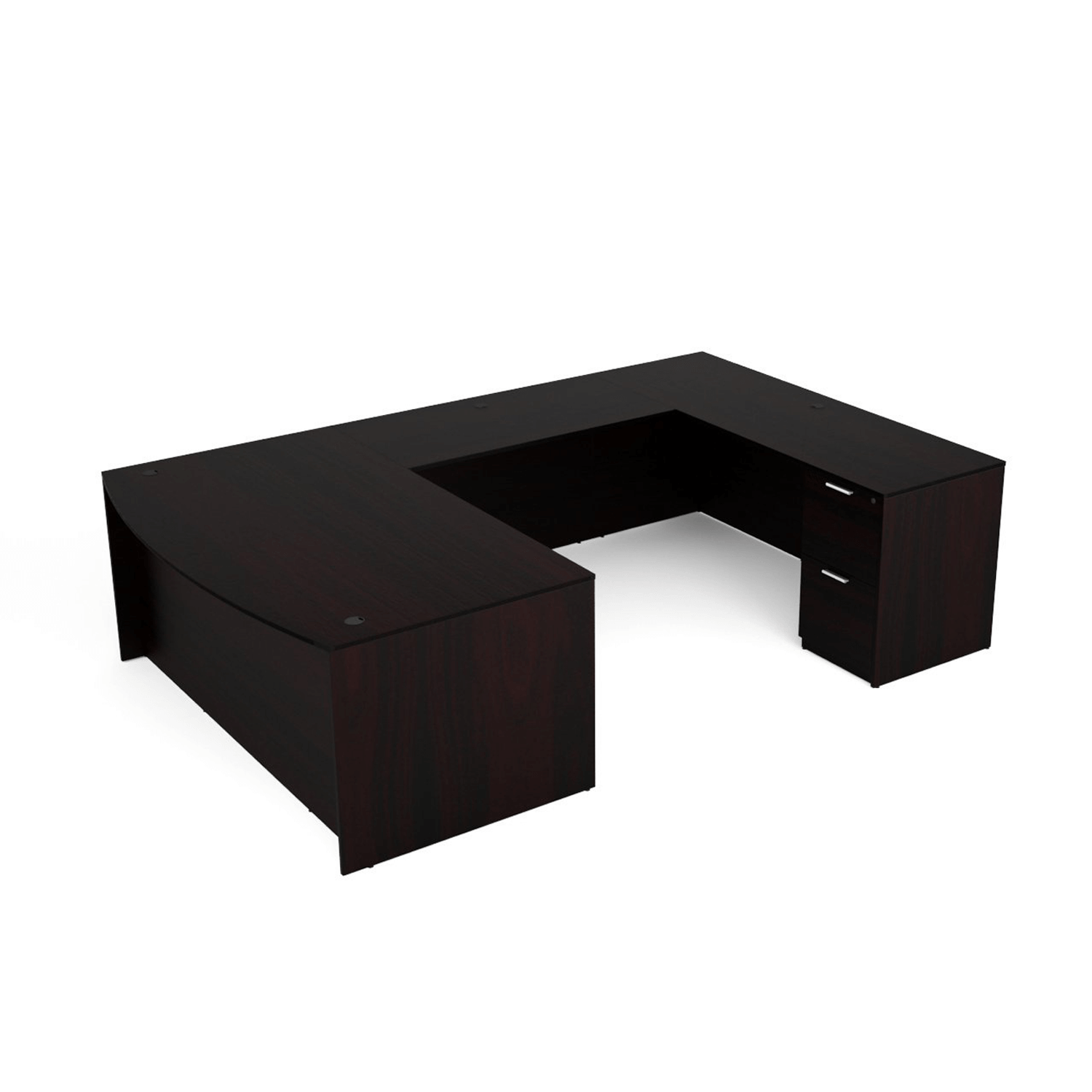 Kai U-Shaped Desk with Hutch, 5-Shelf Bookcase, and Chair Set