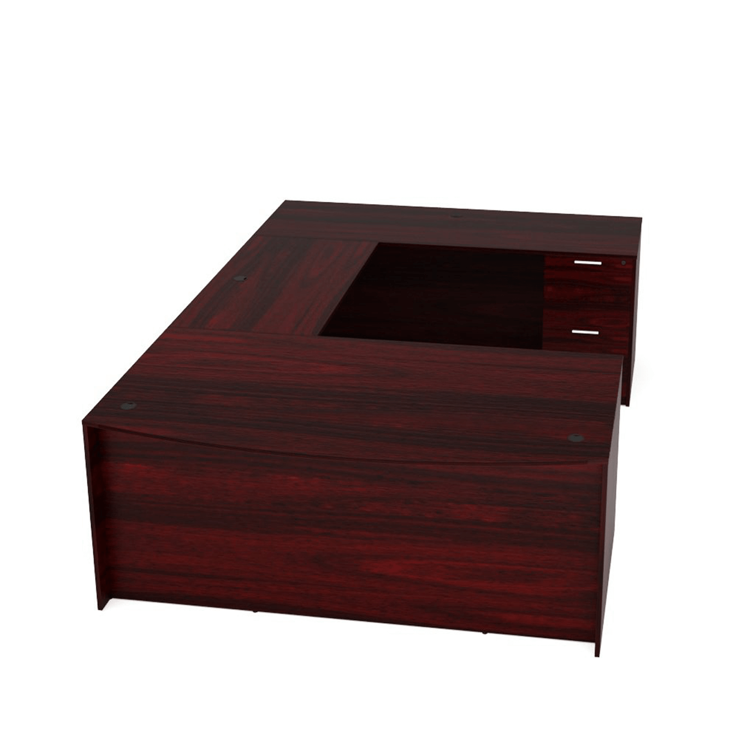 Kai U-Shaped Desk with Hutch, 5-Shelf Bookcase, and Chair Set