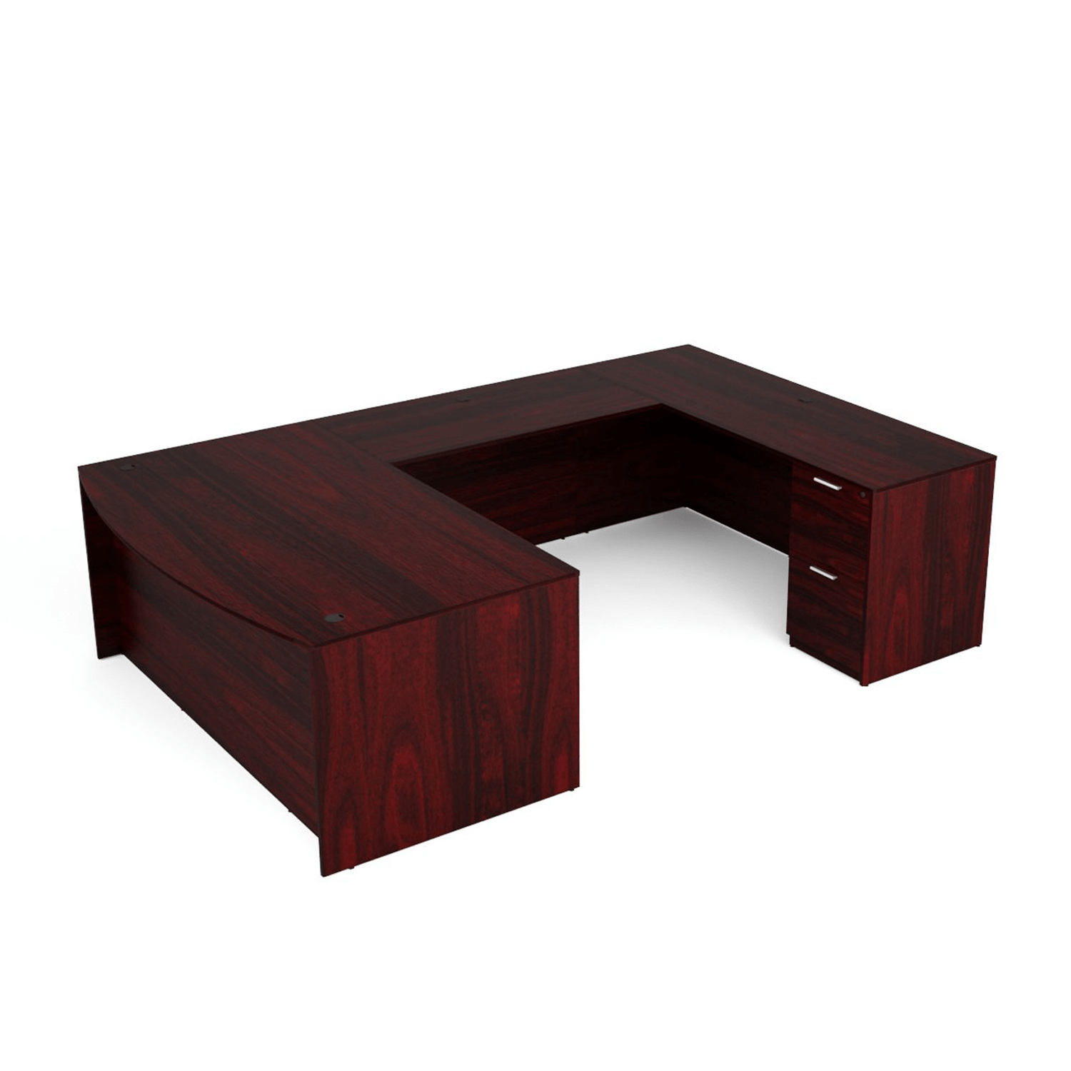 Kai U-Shaped Desk with Hutch, 5-Shelf Bookcase, and Chair Set