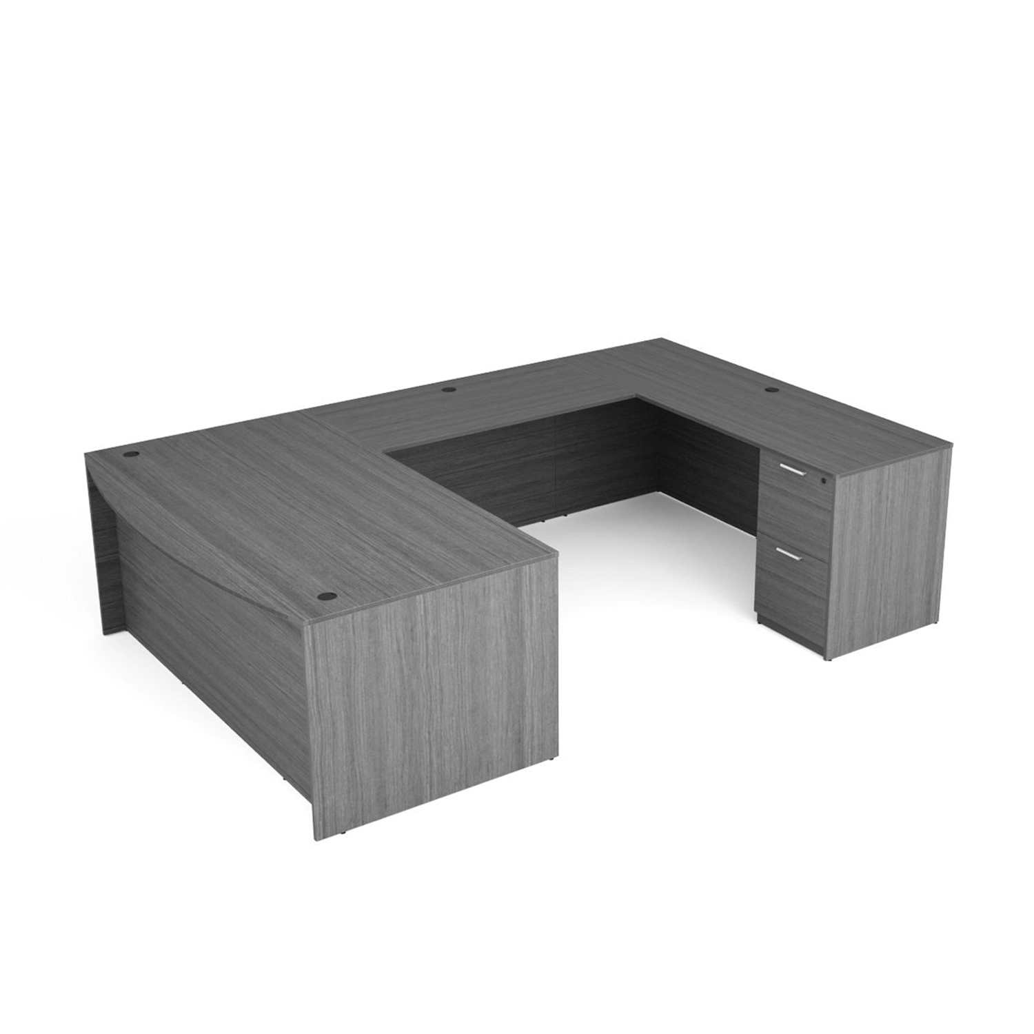 Kai U-Shaped Desk with Hutch, 5-Shelf Bookcase, and Chair Set