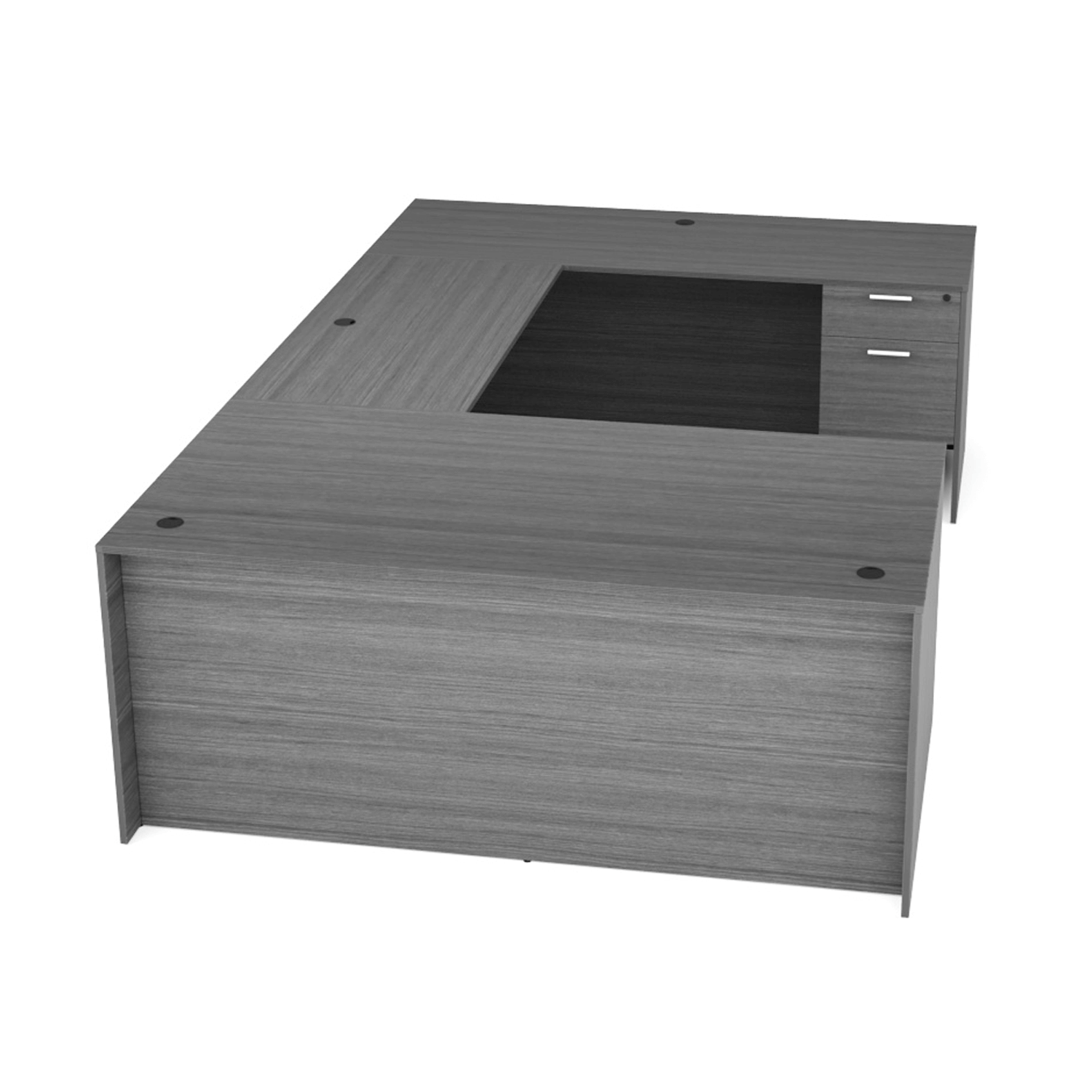 Kai U Shaped Front Desk with Double Suspended Pedestals, 71" x 96"