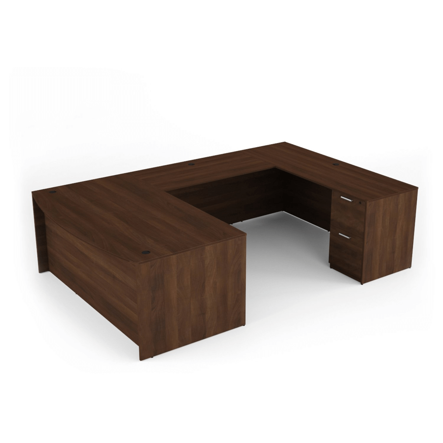 Kai U-Shaped Desk with Hutch, 5-Shelf Bookcase, and Chair Set