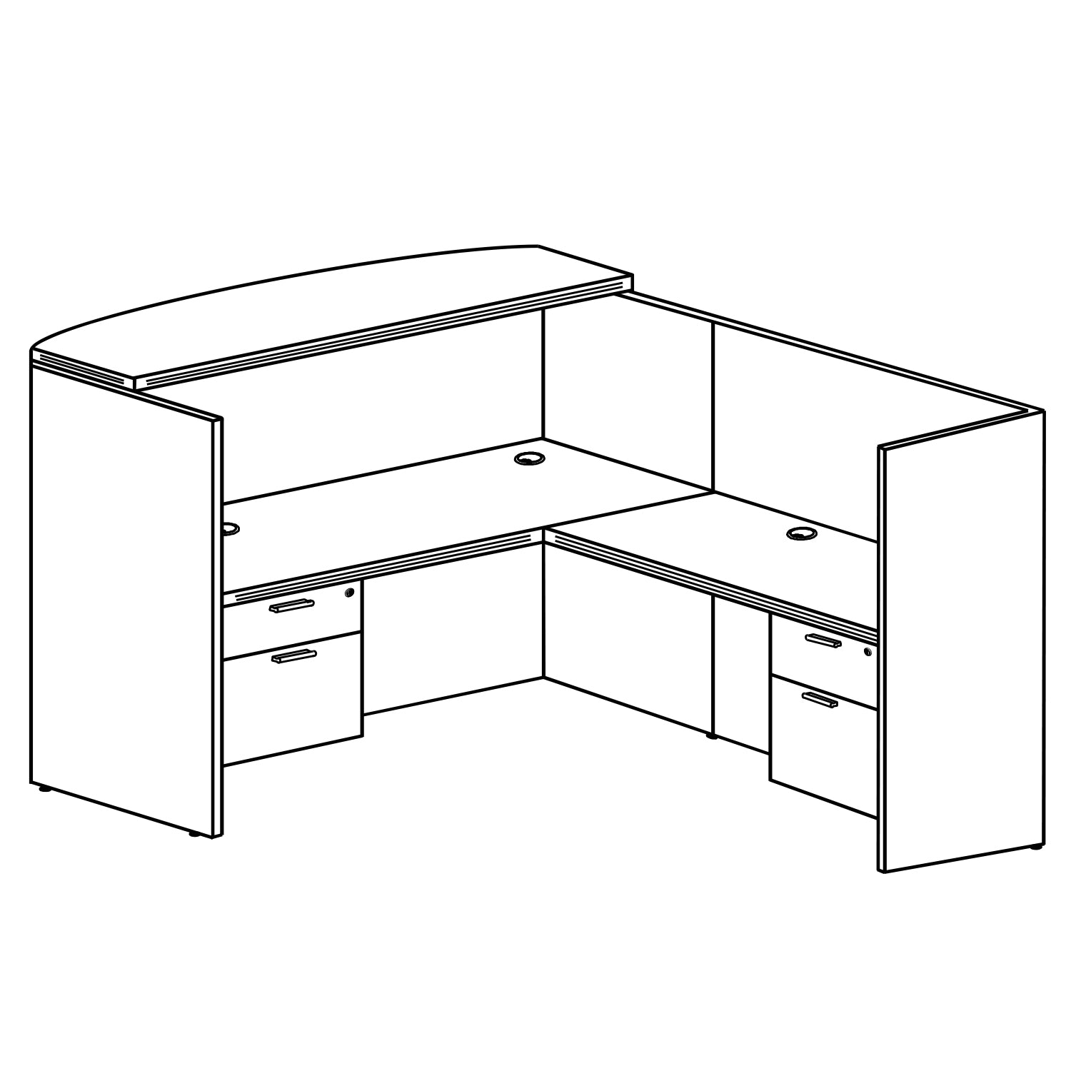 Kai L Shaped Reception Desk with Double Suspended Pedestals, 71" x 72"