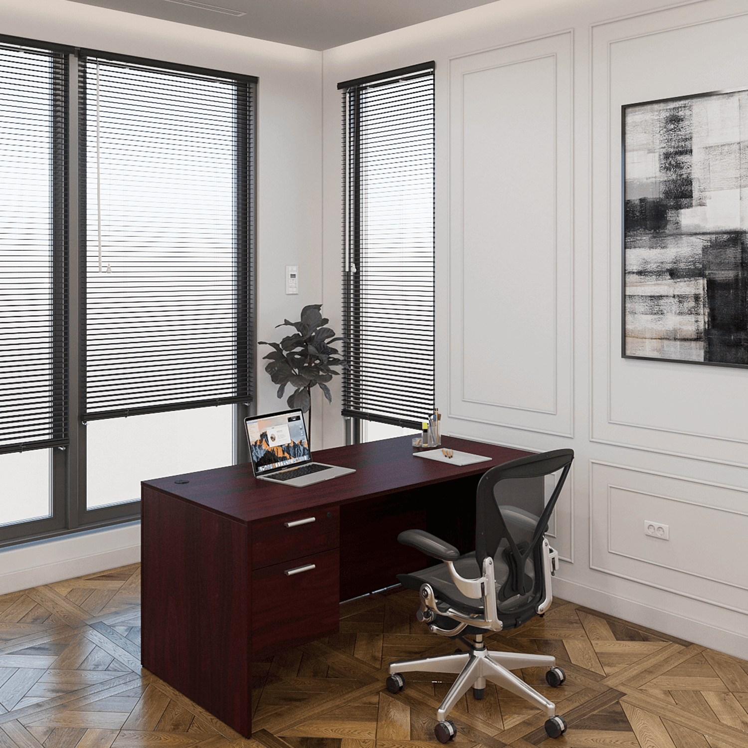 i5 Industries Kai Rectangular Desk with Suspended Pedestal 30 x 48