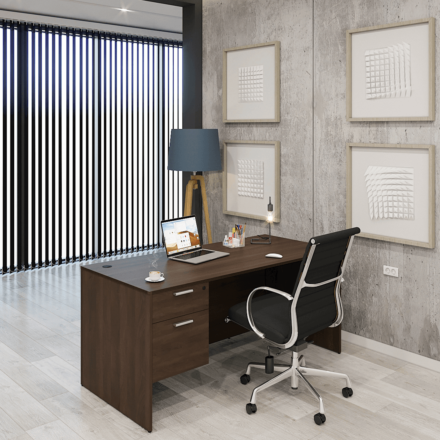 i5 Industries Kai Rectangular Desk with Suspended Pedestal 30 x 48