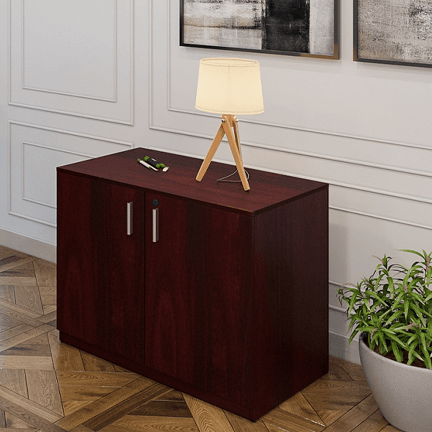 kai Freestanding Laminate lockable Storage Cabinet, 36"