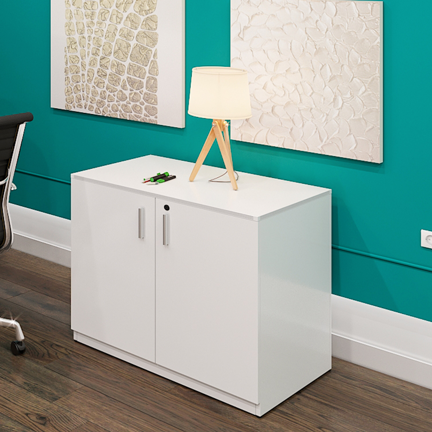 i5 Freestanding Lockable 2 Door Storage Cabinet