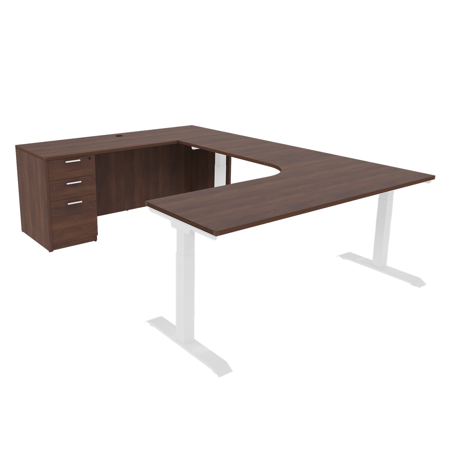 iRize Hybrid Ergonomic U Shaped Standing Desk with Full Pedestal, 71 x 96