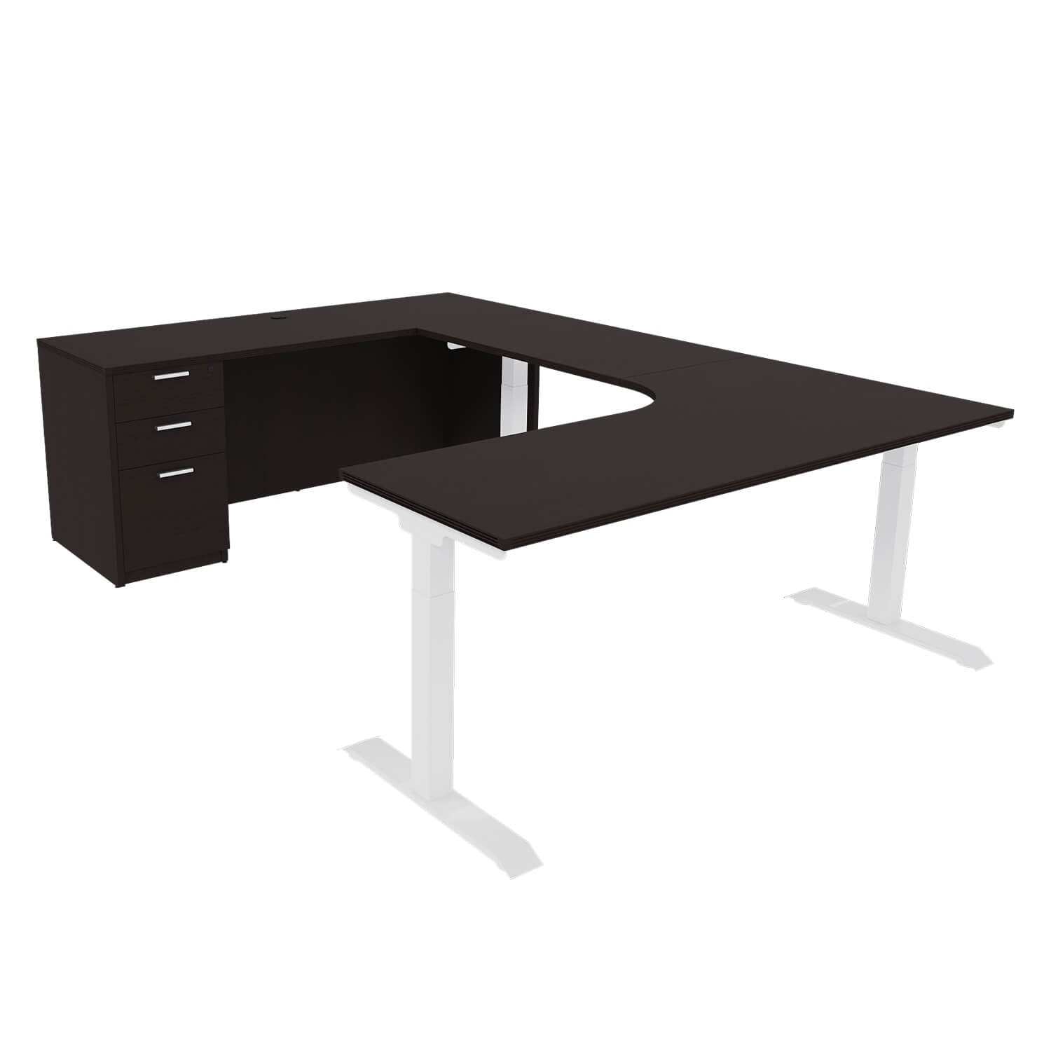 iRize Hybrid Ergonomic U Shaped Standing Desk with Full Pedestal, 71 x 96