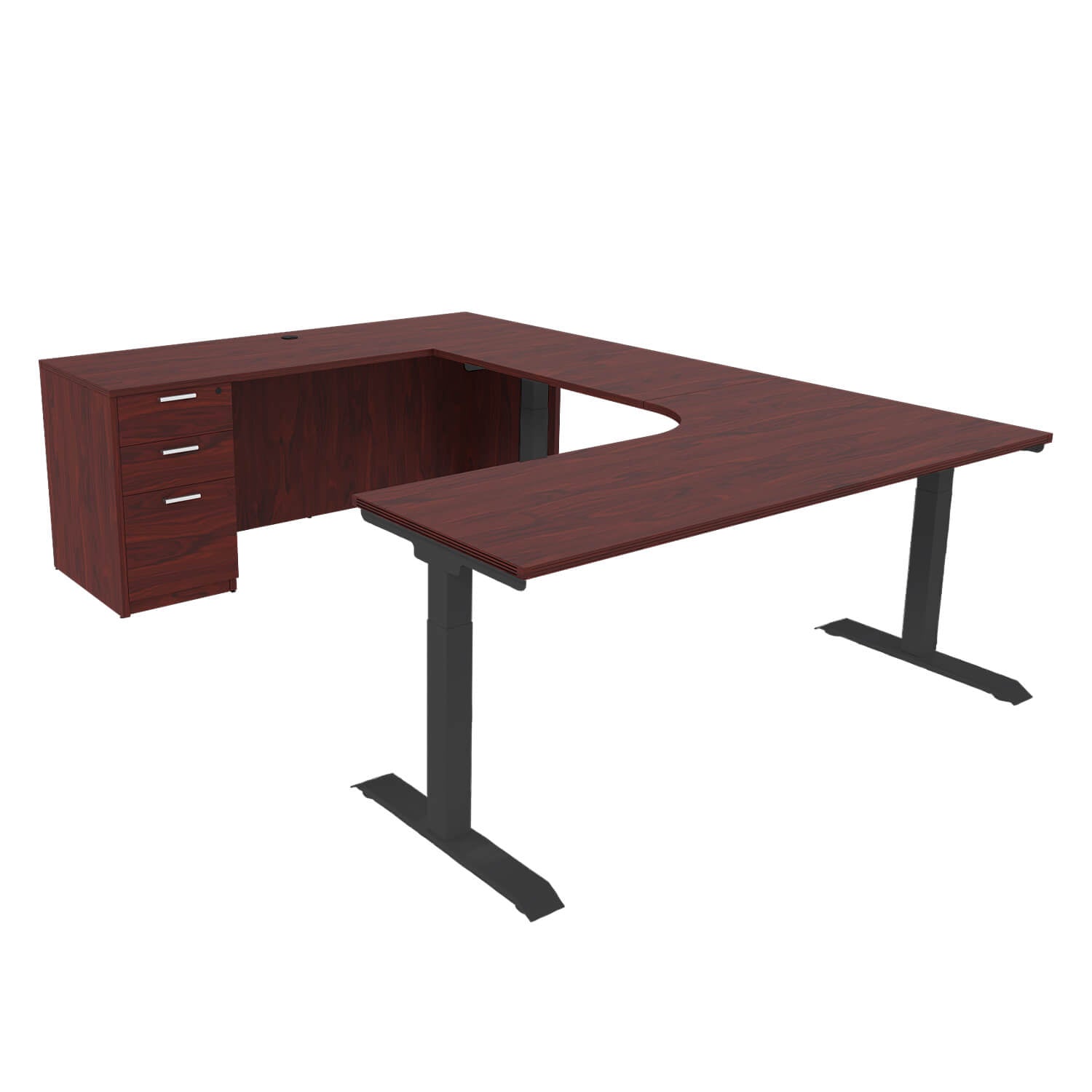 iRize Hybrid Ergonomic U Shaped Standing Desk with Full Pedestal, 71 x 96
