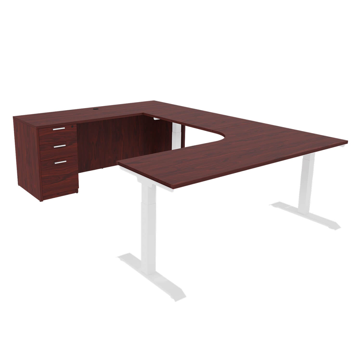 iRize Hybrid Ergonomic U Shaped Standing Desk with Full Pedestal, 71 x 96