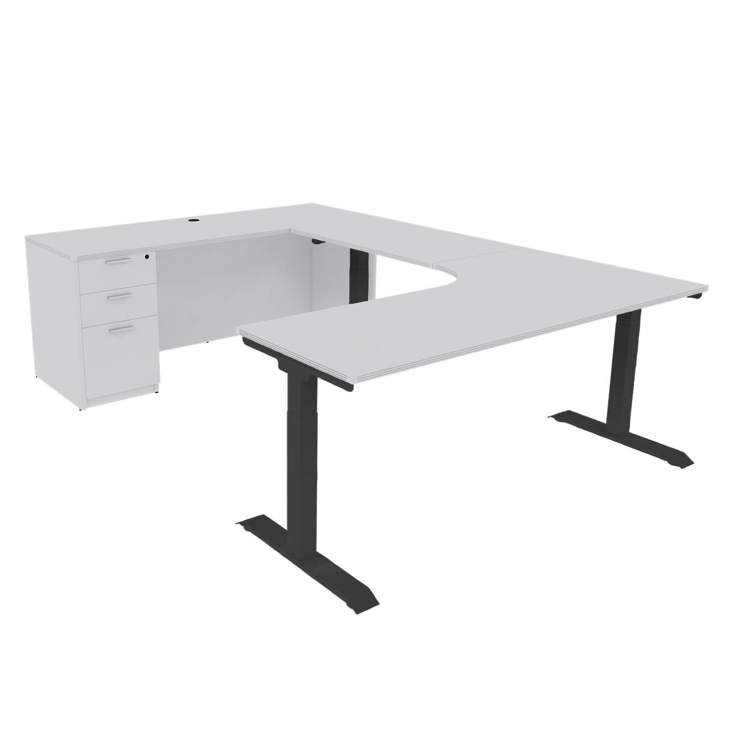 iRize Hybrid Ergonomic U Shaped Standing Desk with Full Pedestal, 71 x 96