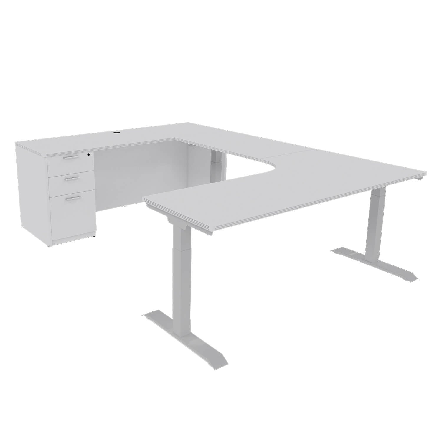 iRize Hybrid Ergonomic U Shaped Standing Desk with Full Pedestal, 71 x 96