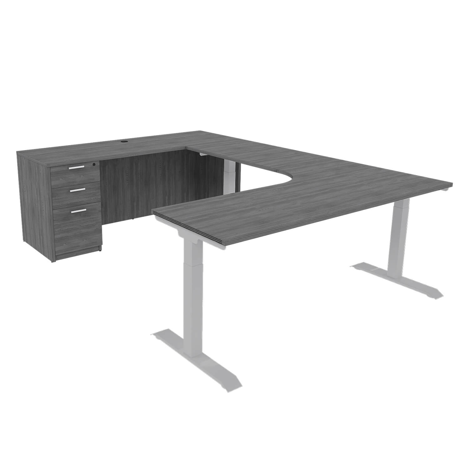 iRize Hybrid Ergonomic U Shaped Standing Desk with Full Pedestal, 71 x 96