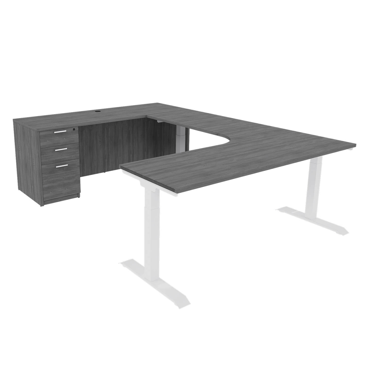 iRize Hybrid Ergonomic U Shaped Standing Desk with Full Pedestal, 71 x 96