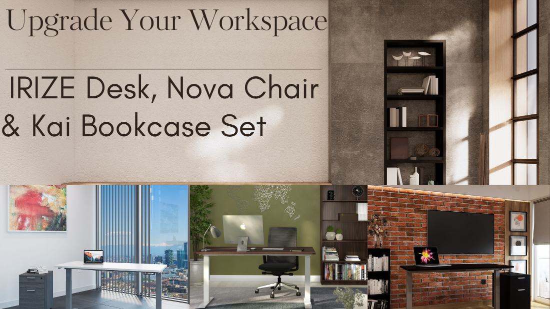 Upgrade Your Workspace: iRize Desk, Nova Chair & Kai Bookcase Set