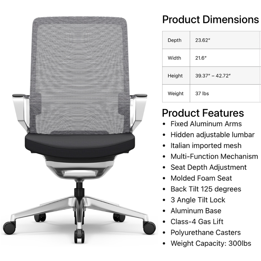 i5 Industries Gravity Conference Chair – Black Mesh Black Seat, CC201A.B.BLK