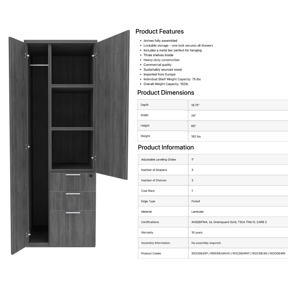 i5 Industries Kai Wardrobe Storage Cabinet, WDC69