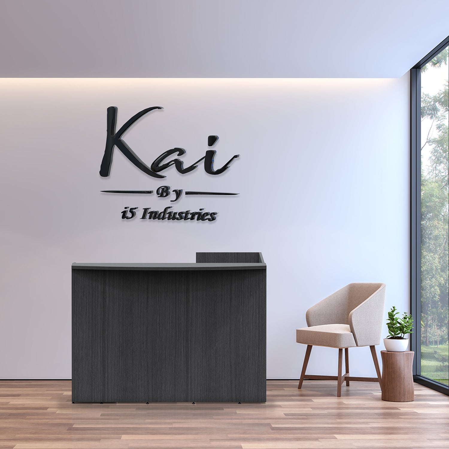 Kai Reception Desk with Double Suspended Pedestals, 30" x 71"
